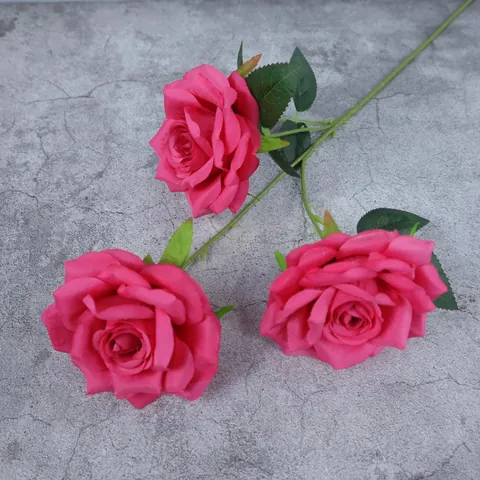 Realistic Silk Fabric Triple Head Artificial Rose Bouquet For Wedding Decoration Home Table Centerpiece Photography Prop Artificial Flowers