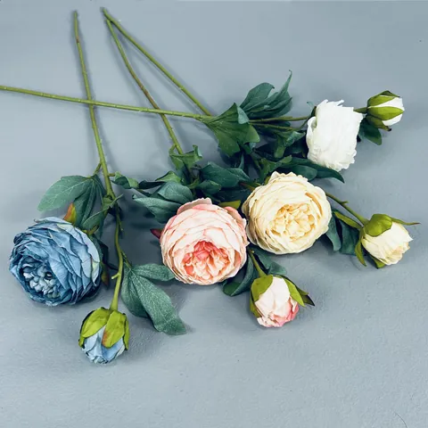 Vintage Burnt Edge Artificial Rose Silk Flower Heads For Home Table Wedding Decoration Austin Rose Floral Decor