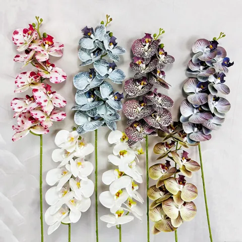 9 Köpfe Realistisch PU Künstliche Phalaenopsis Orchidee Blume 3D Gedruckt Schmetterlingsorchidee Für Heim Hochzeit Deko