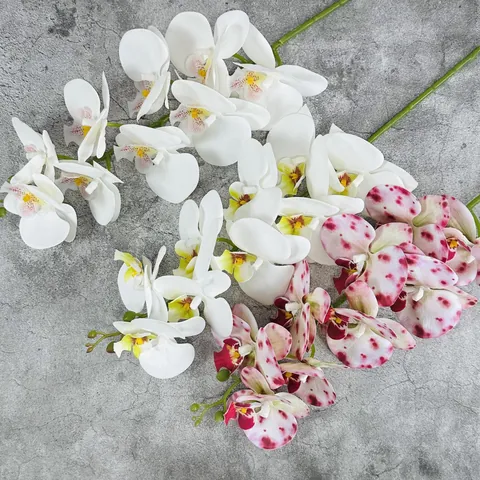 9 Köpfe Realistisch PU Künstliche Phalaenopsis Orchidee Blume 3D Gedruckt Schmetterlingsorchidee Für Heim Hochzeit Deko