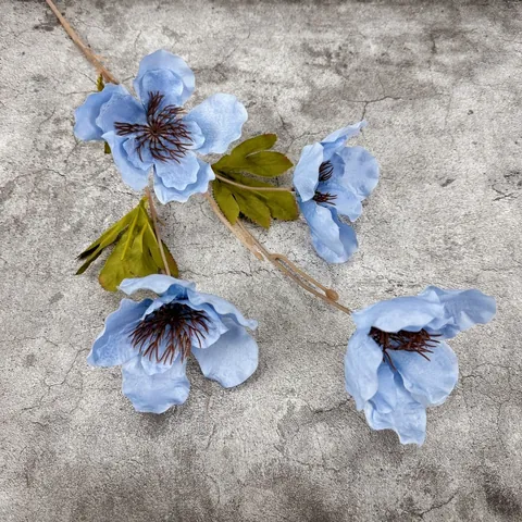 Flores de Seda Artificiales Realistas de Hibisco Amapola Con Tallo Largo Para Boda Fiesta Hogar Decoración Accesorios de Fotografía