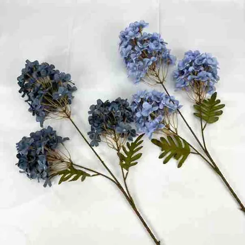3 Heads Artificial Hydrangea Silk Fabric Flower Single Stem Long Branch Faux Hydrangea For Wedding Party Home Decoration