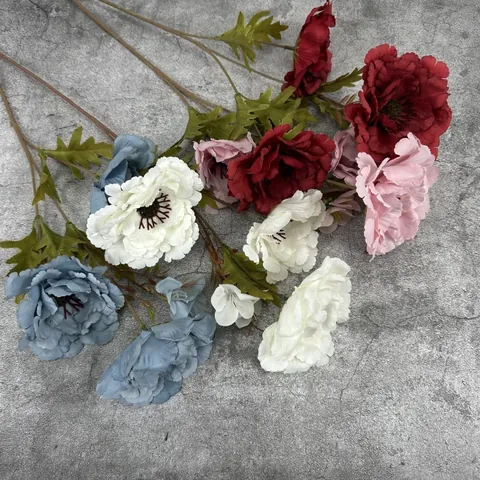 Vintage Künstliche Pfingstrosen Mit 3 Köpfen Einzelstamm Satin Kunstblumen Hochzeit Haus Hotel Party Blumendekoration