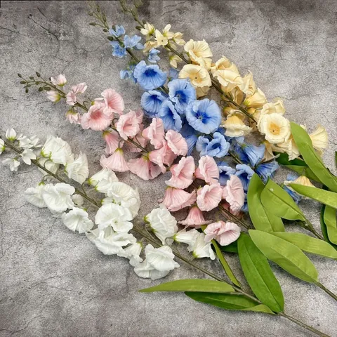Artificial Delphinium Silk Flower Branch Home Wedding Decor Long Stem Fake Lily Of The Valley Floral Arrangement