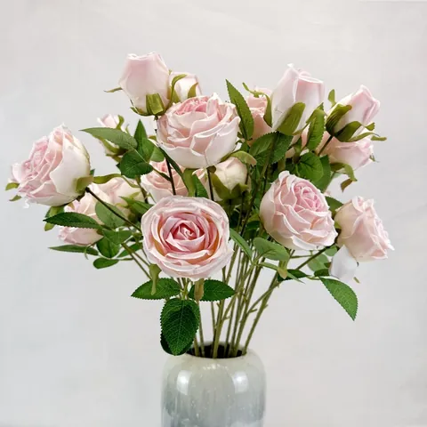 Realistische Künstliche Austin Rose Seidenblume 3 Köpfe Stiel Kunstblume Für Haus Hochzeit Party Dekoration Fotografie Requisite Vintage