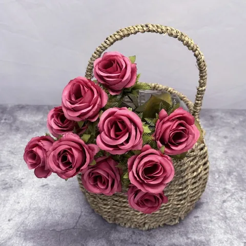 Bouquet de Pivoines et Roses Artificielles Fleurs en Tissu Satin Vintage pour Décoration de Mariage Maison Photographie Ornement