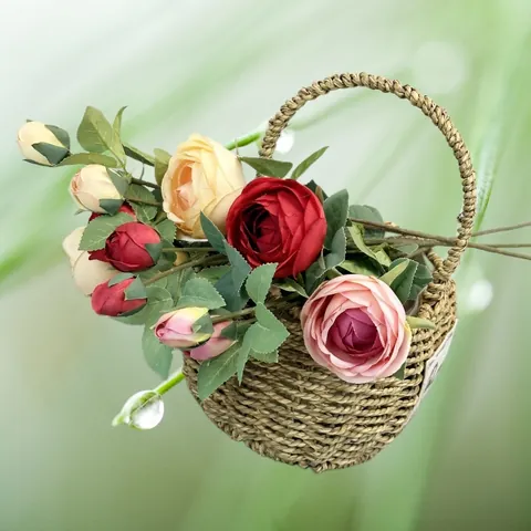 Europäischer Stil Mehrkopf Künstliche Rose Satin Blume Gefälschte Rosenstiel Für Haus Hochzeit Dekor Fotografie Requisiten