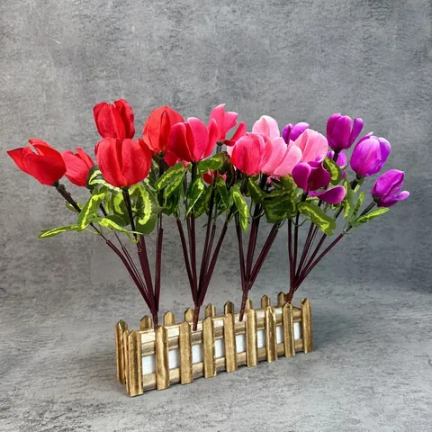 Artificial Cyclamen Silk Fabric Flower Bouquet Seven Forks Faux Greenery Plant For Home Wedding Hotel Office Indoor Outdoor Decorative Flower Arrangement