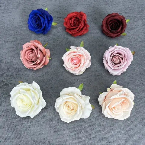Matte Fabric Artificial Rose Flower Heads For Wedding Wall Background Decoration DIY Party Home Decor Floral Arrangement