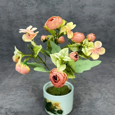 European Style Artificial Tea Rose Bouquet With Satin Flower Buds For Wedding Home Decor Photography Props Floral Arrangement