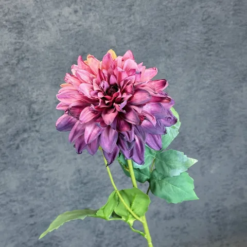 High Quality Artificial Dahlia Flower Burnt Edge Silk Fabric Long Stem Branch For Home Wedding Party Decor Simulation Flower