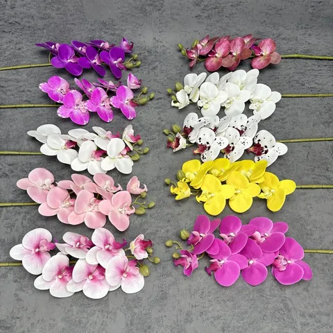 7 Heads Real Touch PU Phalaenopsis Artificial Orchid Stem For Home Wedding Hotel Table Decoration Realistic Fake Flower