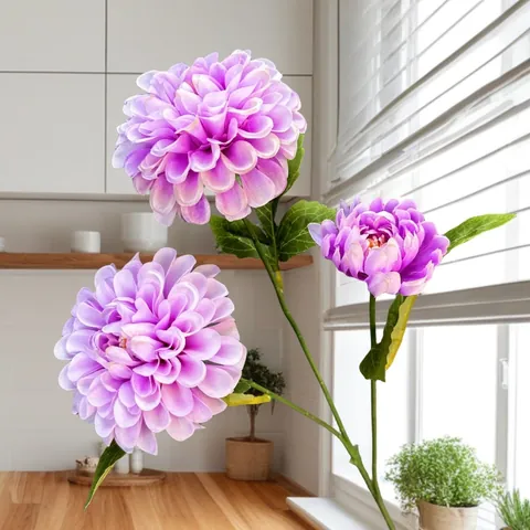 Artificial Dahlia Satin Flower Stem Realistic Fake Daisy Floral Arrangement For Home Wedding Party Table Decoration