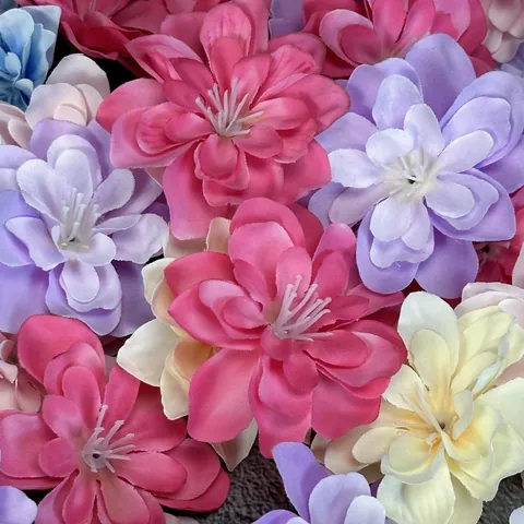 Simulation Larkspur Flower Head For DIY Crafts Wedding Party Home Decoration Satin Artificial Flowers Accessories