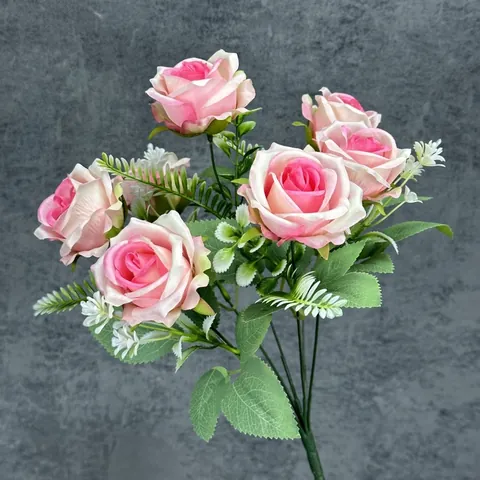 Luxury Multi Head Artificial Rose Bouquet Handmade Satin Fabric Fake Flowers For Home Wedding Party Decoration Aesthetic Floral Arrangement