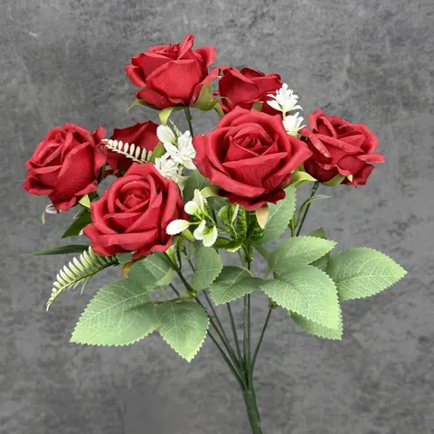 Luxury Multi Head Artificial Rose Bouquet Handmade Satin Fabric Fake Flowers For Home Wedding Party Decoration Aesthetic Floral Arrangement
