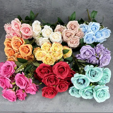 9 Köpfe Künstliche Rosenstrauß Seidenstoff Gefälschte Blumen Für Hochzeit Haus Party Dekor Valentin Rose Florale Anordnung