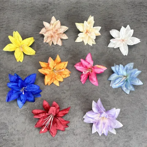 Cabezas de Flores de Lirio Artificiales de Tela de Satén para Decoración de Bodas Manualidades Bricolaje Corsé Pinza para el Cabello Flores Simuladas Decorativas para Fiestas en el Hogar
