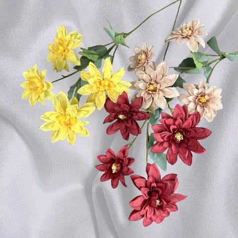 Künstliche Dahlie Seidenblume Stiel Mit Mehreren Blütenköpfen Realistische Gefälschte Gänseblümchen Für Haus Hochzeit Party Deko Fotorequisiten