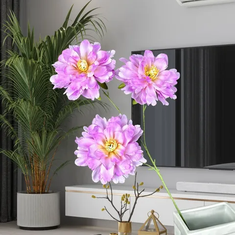 Luxury Hibiscus Peony Artificial Flower Satin Cloth For Wedding Home Decor DIY Floral Arrangement Faux Peony Branch