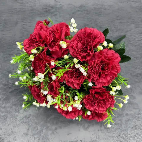 Bouquet di Garofani Artificiali Fiori di Seta Mazzo per Casa Matrimonio Decorazione Tavolo Esterno Composizioni Floreali Finte