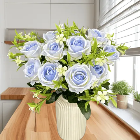Large Artificial Rose Bouquet Silk Fabric Fake Flower Bridal Wedding Hand Bouquet Home Party Table Decoration Floral Accessory