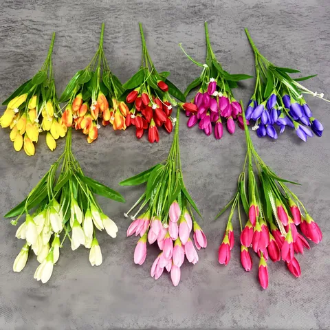 21 Köpfe Künstliche Tulpe Blumenstrauß 36cm Stoff Kunstblumen Für Zuhause Hochzeit Party Büro Garten Dekoration