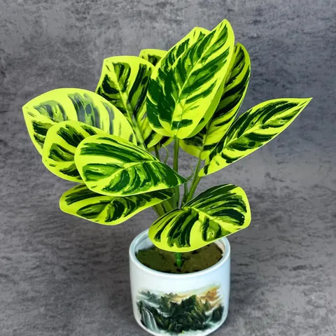 Künstliches Phönixblatt-Bündel Realistische Caladium-Pflanze Für Zuhause Hochzeit Büro Dekor Faux Grün-Arrangement Artikel