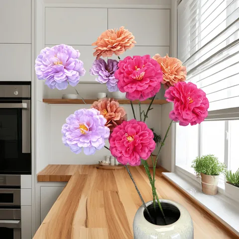 Artificial Hibiscus Branch Triple Head Satin Fabric Fake Flowers For Home Wedding Party Decor Realistic Floral Ornament