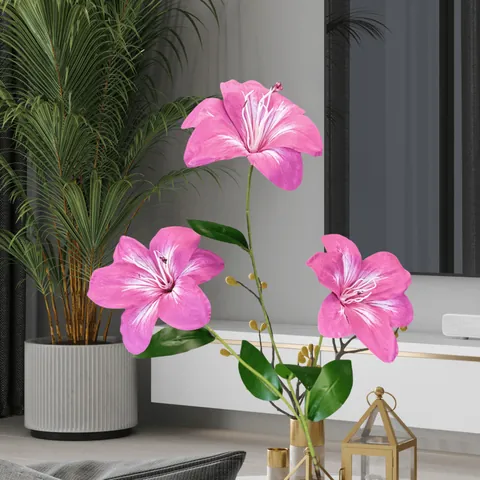 Fiori di Giglio Daylily Artificiali Con Petali di Raso Realistici Per Matrimonio Casa Festa Decorazione Stelo Singolo