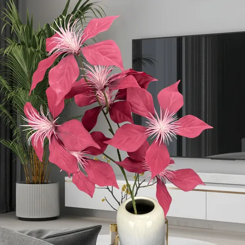 Künstliche Poinsettia Mehrkopf Weihnachtsblume Für Hochzeit Zuhause Dekoration Arrangement Langer Stiel Satin Blume Künstliche Pflanze Ornament