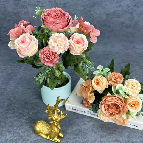 Bouquet di Fiori Artificiali in Seta Peonia Rosa a 7 Forche Fiori Finti per Decorazione Domestica Matrimonio Centrotavola Puntello Fotografico