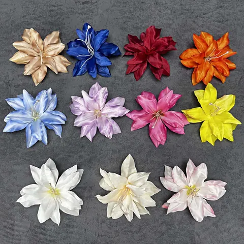Cabeza de Flor de Lirio Artificial Realista Hecha a Mano de Tela DIY Boda Fiesta Accesorio para Cabello Decoración del Hogar Flor