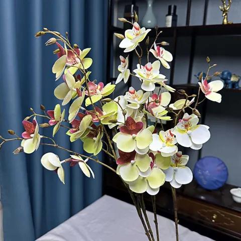 Artificial Phalaenopsis Orchid Branch Real Touch 3D Printed Film Silk Butterfly Orchid Flower For Home Wedding Party Floral Decor Photography Props