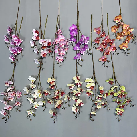 Artificial Phalaenopsis Orchid Branch Real Touch 3D Printed Film Silk Butterfly Orchid Flower For Home Wedding Party Floral Decor Photography Props