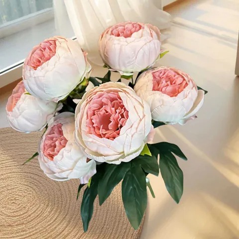 Bouquet di Peonie Artificiali in Seta Peonie Finte Fiori Realistici per Matrimonio Festa Casa Decorazione Tavolo Composizione Floreale