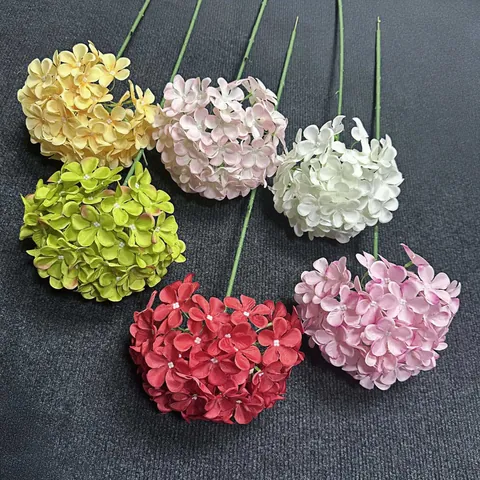 Realistic Artificial Hydrangea Flower Single Branch Silk Fabric Hydrangea For Wedding Home Decoration Photography Props