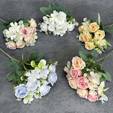 Realistisch Kunstmatig Rozenboeket Met Zes Koppen Satijnen Stof Voor Thuis Bruiloft Feest Decoratie Noorse Stijl Kunstbloemen