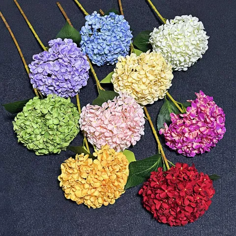 Große 3D Druck Simulation Satin Hortensie Einzelner Stiel Für Hochzeit Zuhause Party Dekoration Künstliche Blumen Gesteck Langer Stiel