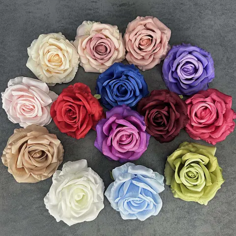 Realistic Large Silk Fabric Rose Flower Heads Artificial Flower For Wedding Party Home Decor DIY Crafts Floral Ornaments