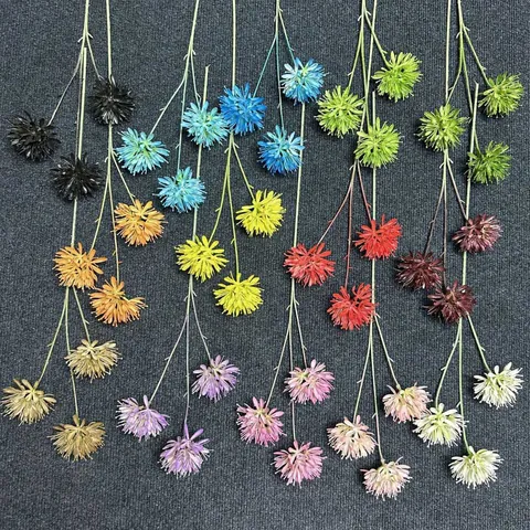 Künstliche Allium Zierlauchkugel Blume Drei Köpfe Kunststoff Seidenzweig Für Hochzeit Home Decor Fotografie Requisiten