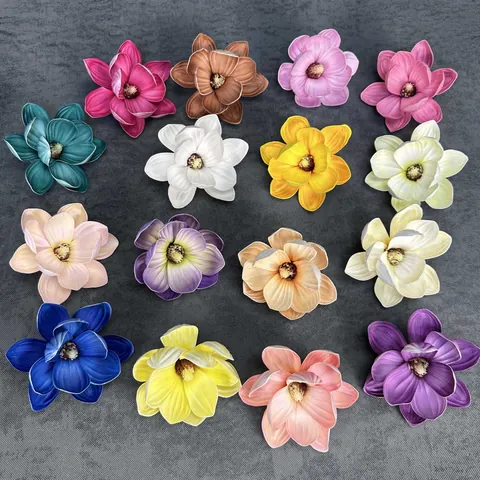 Teste di Fiori di Magnolia Artificiali Realistiche in EVA PVC Finta Magnolia per Decorazione Domestica Feste Matrimonio Oggetti di Scena Fotografici