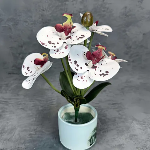 Realistic Artificial Phalaenopsis Orchid Flower Bundle 3D Printed Feel PU Silk Butterfly Orchid For Home Wedding Decor