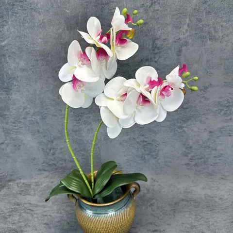 Lifelike Artificial Phalaenopsis Butterfly Orchid PU Hand Feel Silk Flower Home Wedding Party Table Decoration Stem Plant
