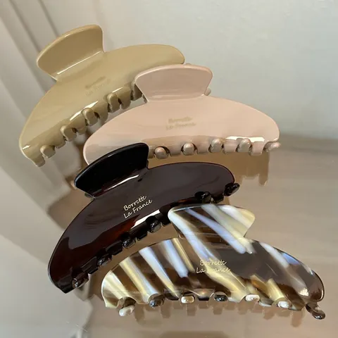 Französischer Stil Acetat Haarklammer Für Damen Elegant Große Haarkralle Einfarbig Marmormuster Haarstyling Zubehör Schmuck