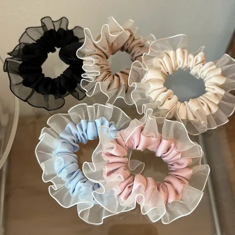 Süße Organza Satin Haargummis Französisch Retro Rüschen Haarbänder Elegante Mesh Haarringe Für Damen Täglich Dating Haarschmuck