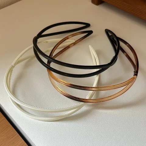 Cerchietto a Doppia Fila Minimalista Con Denti Antiscivolo Retro Tartaruga Tinta Unita in Acrilico Accessorio Capelli Donna
