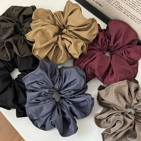 Women Large Scrunchies Solid Color Elastic Hair Ties Oversized Fabric Hair Bands Handmade Korean Style Hair Accessories