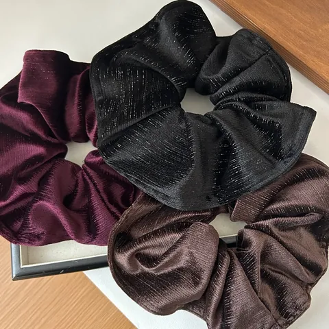 Scrunchie in Velluto Grande Vintage Francese Luccicante Elastico per Capelli Oversize Retro Pieghettato Fascia per Capelli Donna Accessori