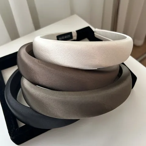 Cerchietto in Raso Imbottito in Spugna da Donna Retrò Falda Larga Parte Superiore del Cranio Alta Tinta Unita Fatto a Mano Stile Coreano Accessori per Capelli